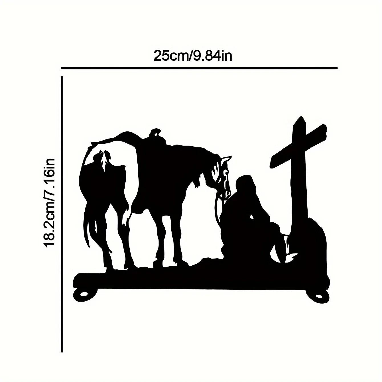 

Верхня прикраса поштової скриньки з залізним силуетом коня та ковбоя - декоративні вивіски для поштової скриньки. Приголомшливі ремесла із заліза бежевий