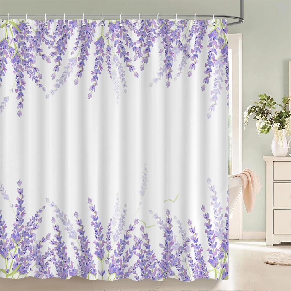 1 Pc Spring flowers and plants pattern Shower Curtain, Waterproof Fabric Bathroom Curtain Machine Washable for Bathtub Decor