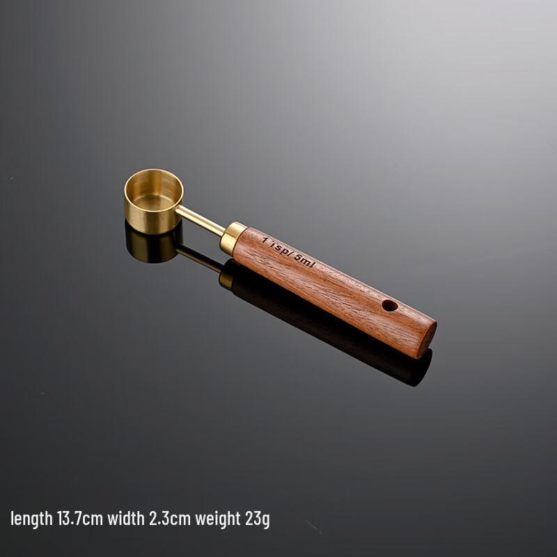 Qianxing Gold Plated Stainless Steel Measuring Set with Acacia Handle