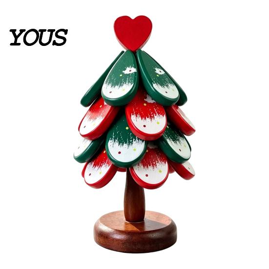 Rustic Dining Table Pad Christmas Tree Wooden Trivets, Durable Pine Wood Potholders with Storage Stand, Decorative Holiday Tray Heat Resistant