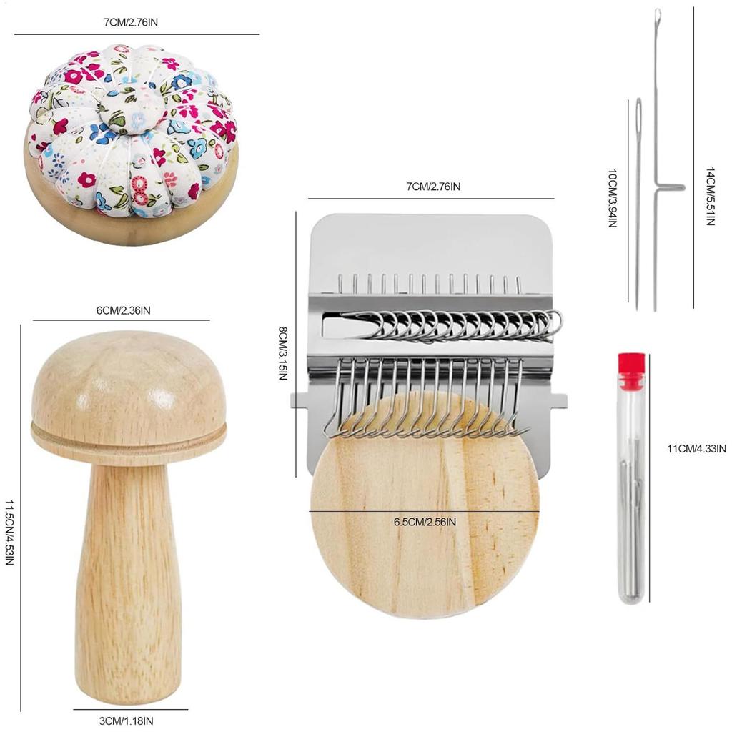 Darning Kit Weaving Tool Accessories with 14 Hooks 14 Needles 50 Colors of Thread Beginner Knitting Kit for Beginner Grandparent