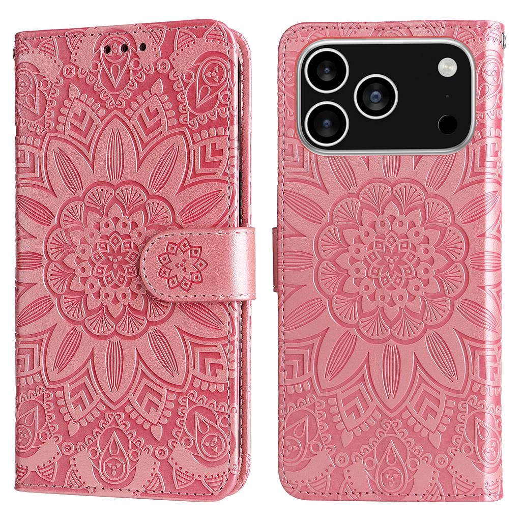For iPhone 17 Pro Case Sunflower Imprint Leather Wallet Phone Cover