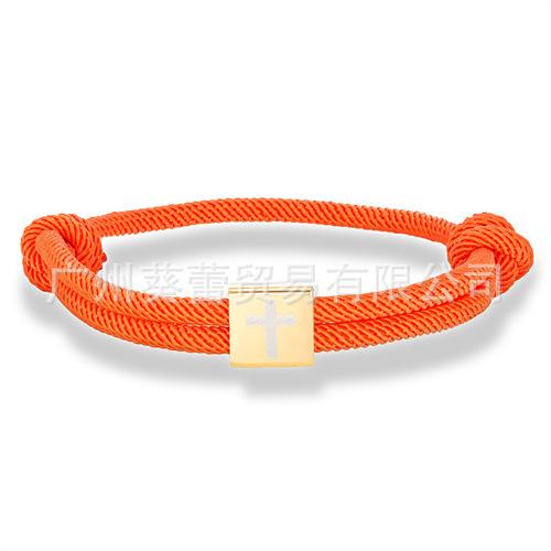 Classic Cross Milan Rope Hand Rope Stainless Steel Gold Square Buckle Cross Adjustable Easter Bracelet