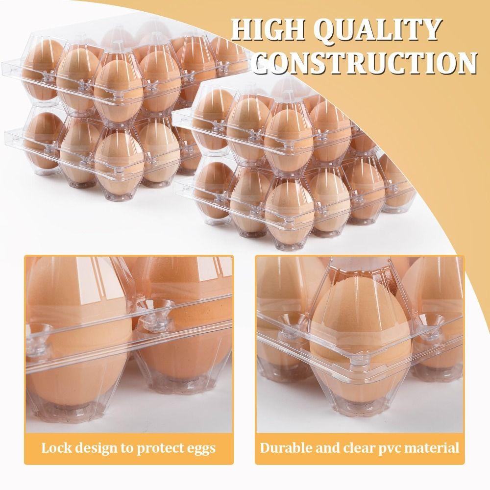 100PCS Durable Clear Egg Cartons 3 * 4 Grids 12 Count Egg Containers Medium Reusable Egg Holder Egg Trays Chicken Eggs