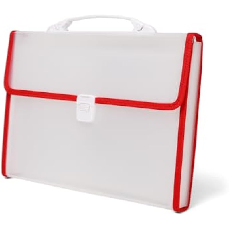 Neomate Expanding File Folder with Handle | 13-Pocket A4/FS Size Document and Certificate Organizer | Transparent Accord