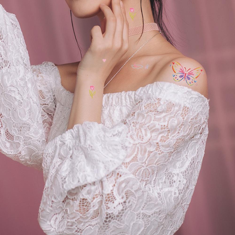 Butterfly Temporary Tattoo Stickers Cloud Makeup Tattoo Decals Long-lasting Body Art Sticker  Legs