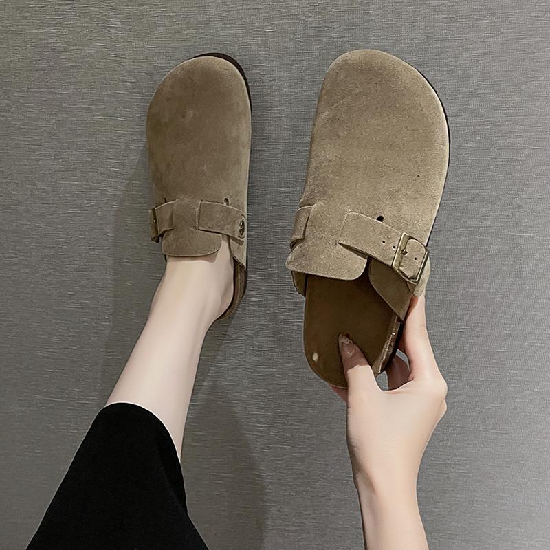 Women's Flat Cork Clogs Shoes Fashion Closed Toe Suede Platform Slippers for Women Outdoor Casual Slides Shoes Zapatos