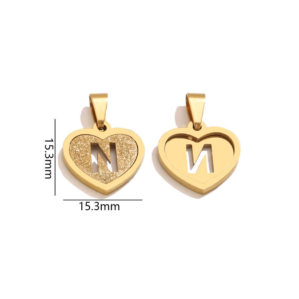 5Pcs/Bag Stainless Steel Gold-plated Heart Letter Pendant DIY Accessory Fashionable Versatile Letter Necklace Pendant