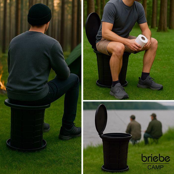 Toilette Portable Camping, WC Sèche Pliable Compacte pour Van, Voiture, Pêche Briebe WC1184 Noir 04964