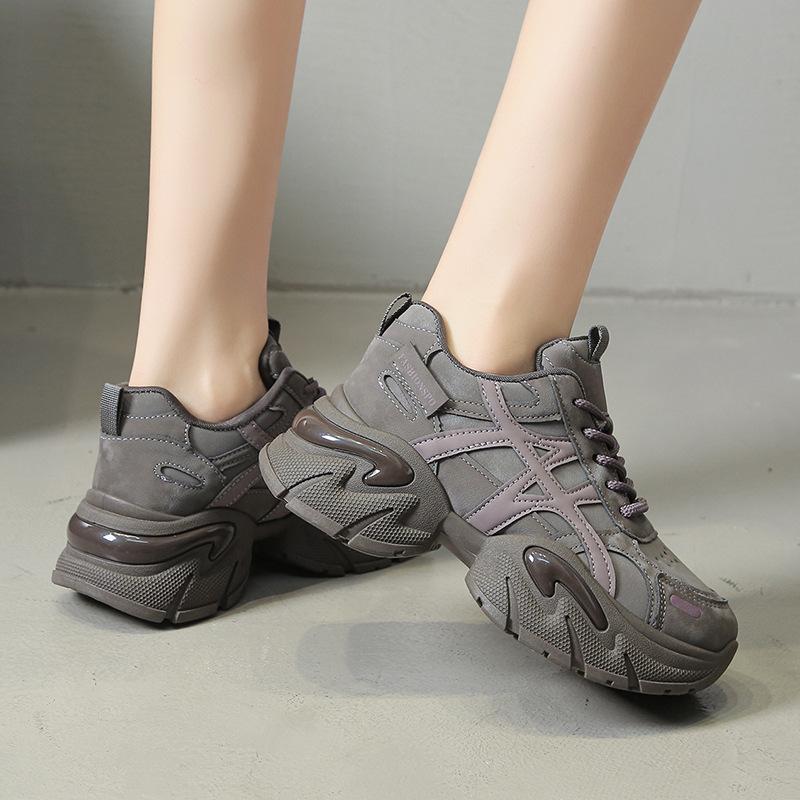 Color matching thick-soled comfortable and versatile inner height-increasing dad shoes for women's 2025 autumn new mesh breathable sports and leisur
