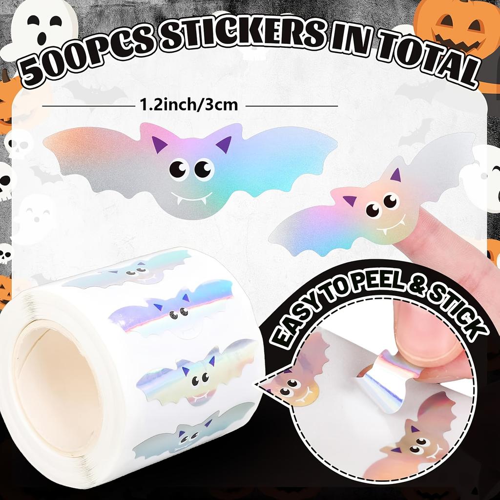 Cute Cartoon Bat-Shaped Stickers in Orange Glitter, Perfect for Halloween Party Envelopes, Scrapbooking Decorations, and Packaging Labels