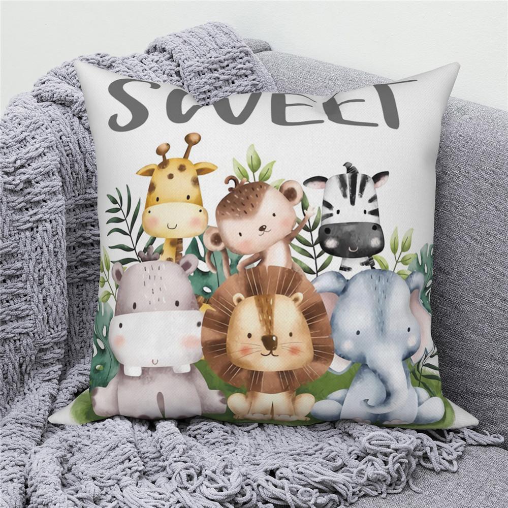 White Throw Pillow Cover Home Decor Sofa Decorative   Cartoon Animal Cushion