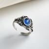 925 Sterling Silver Rings for Women Couple Minimalist Handmade Simple Retro Blue Stone Ring Fine Jewelry Gift Prevent Allergy