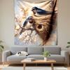 Swallows and Nest On Cherry Blossoms Patterned Tapestry Decorative Wall Hanging, Home Bedroom Living Room Decor