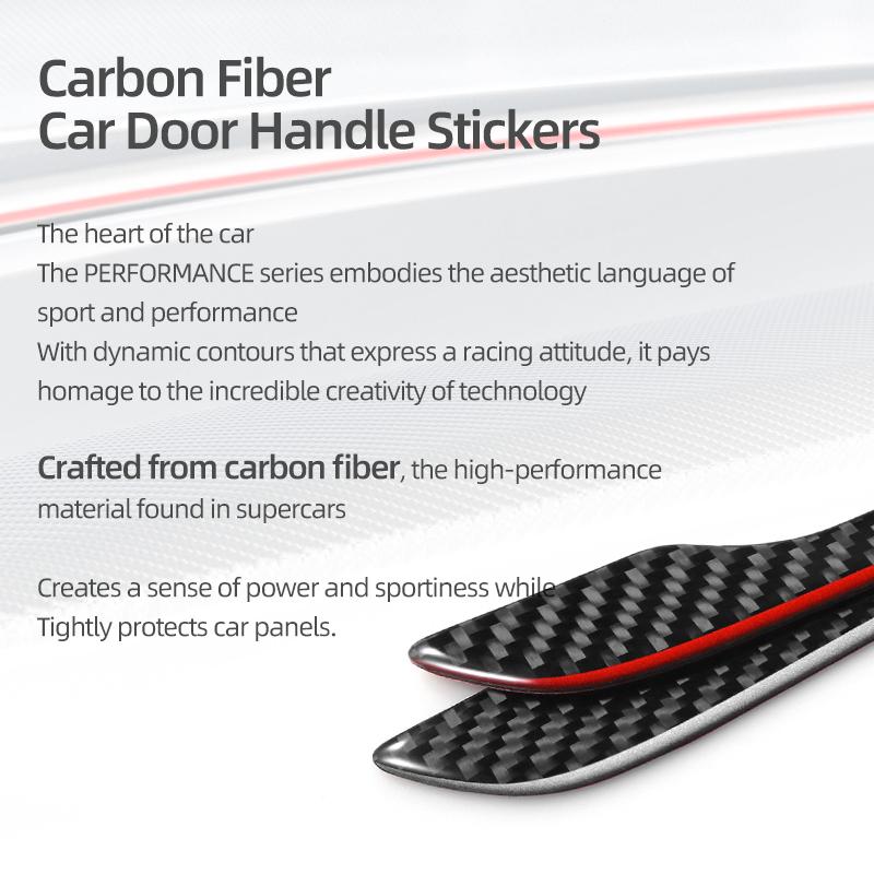 For Tesla Model Y 2019- Model 3 Highland 2025 Carbon Fiber Car Styling Door Handle Trim Protector Sticker Decoration Accessories