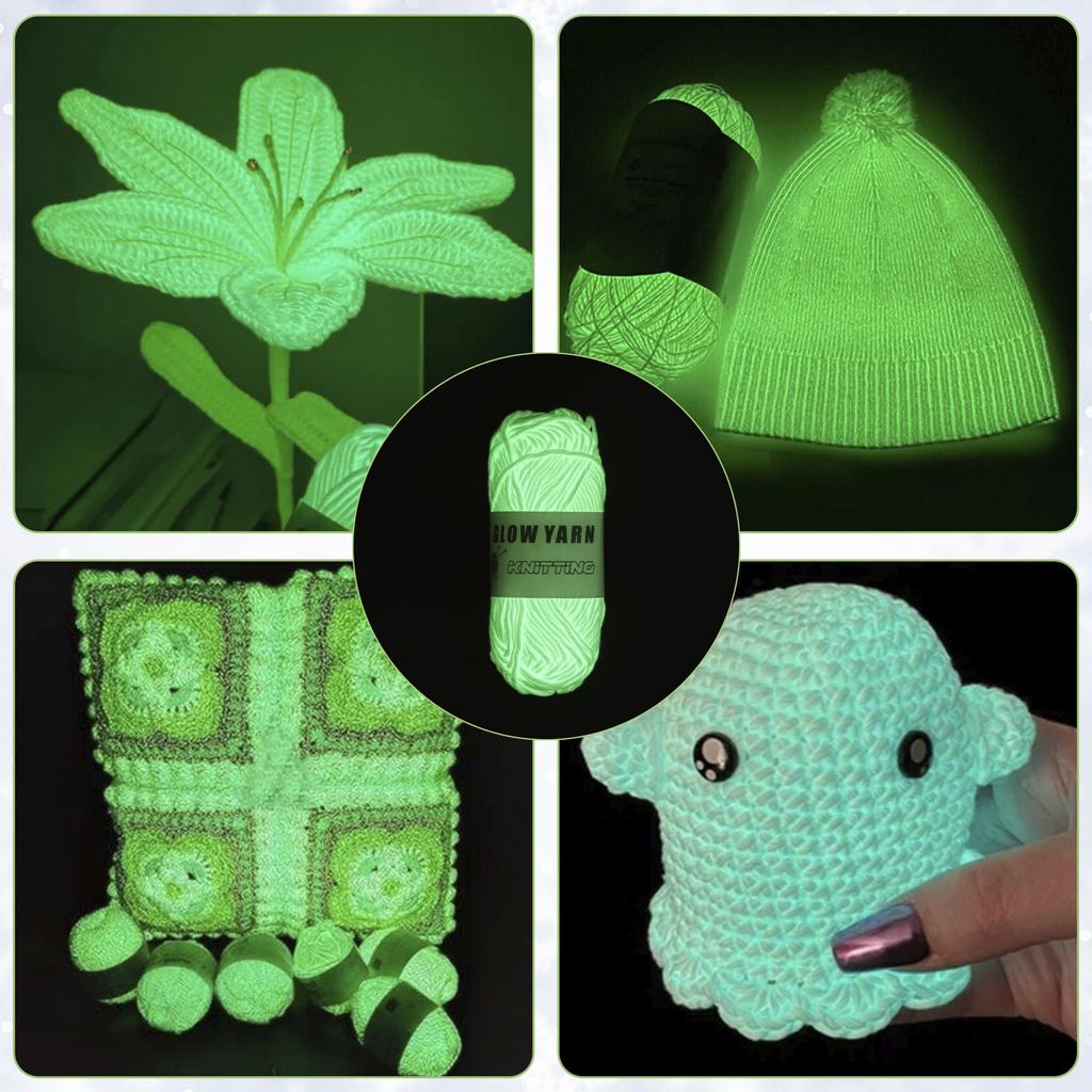 5 Rollen Leuchtgarn 58 Yards Leuchtgarn zum Häkeln Weiches Leucht-Häkelgarn Weißes Leuchtgarn Pullover Mütze Wollgarn