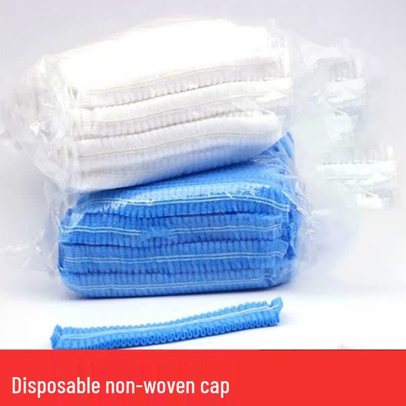 Disposable Non-Woven Strip Mushroom Net Cap синий