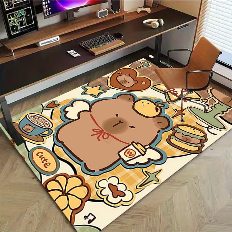 1PC Capybara Cute Extra Large Non-Slip Floor carpet, Office, family, bedroom, Studio - Large Area Rug Indoor Rugs, Vibrant Colors-A310