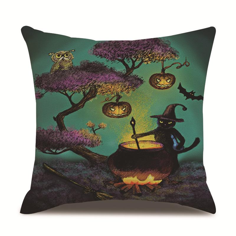 Halloween Linen Pillow Cover Printed Pillow Cover