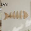 Small Apartment Space Saving Shelf Fish Bone Storage Rack, Wood Wall Mounted Floating Shelf, Ocean Style Bathroom Organizer for Aromatherapy