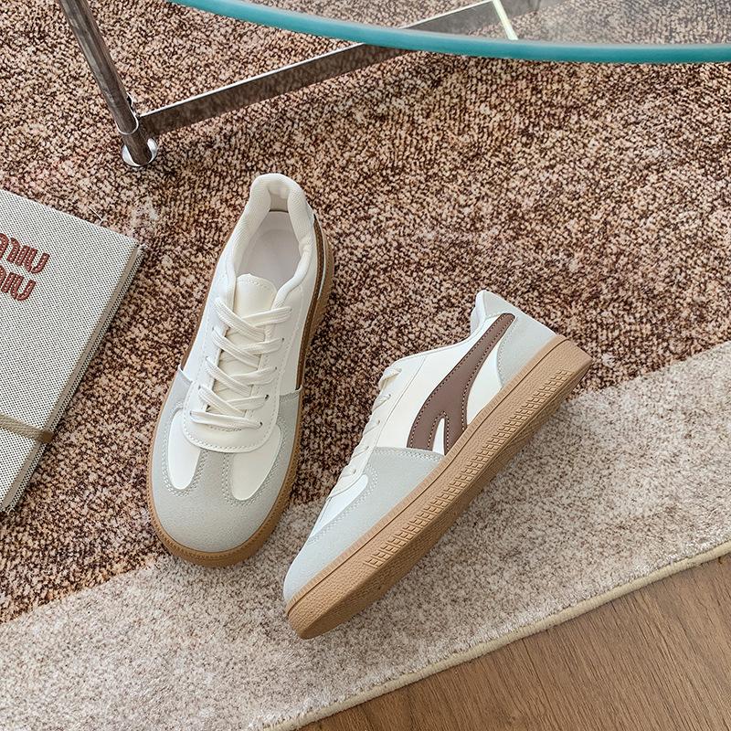 Dexun shoes women's 2025 new spring and autumn versatile flat casual shoes American retro classic lace-up sports little white shoes