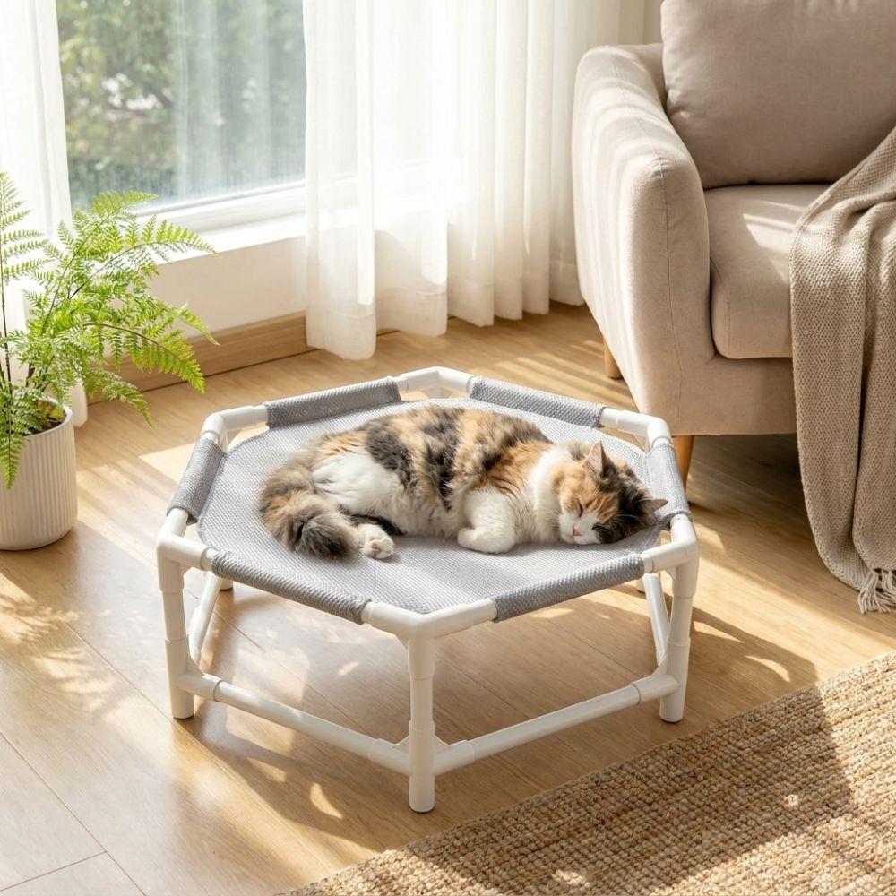 Folding Pet Camping Bed Removable Cat Hammock Comfortable Cat Elevated Bed  Outdoor