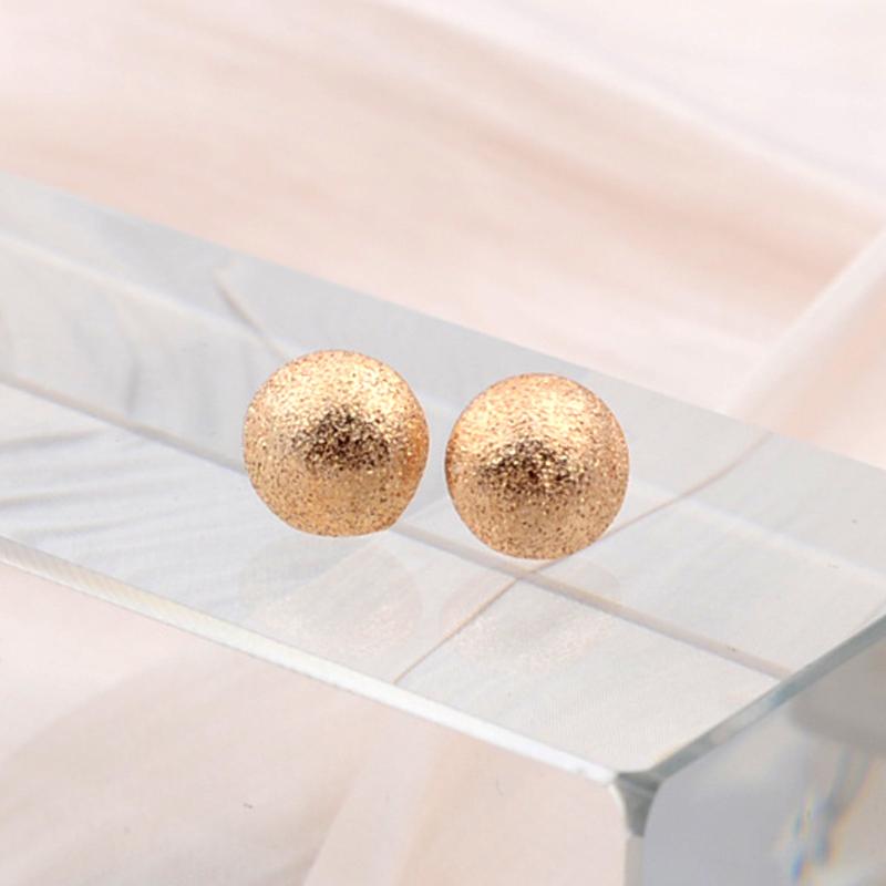 Small Golden Stud Earrings for Women Geometry Frosting Metal Half Round Earrings Minimalist Trendy Jewelry Accessories