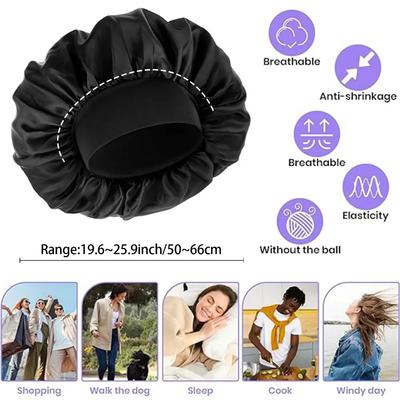 High Elasticity Headscarf Shower Cap Solid Color Hair Care Cap Satin, Suitable for Washing Face