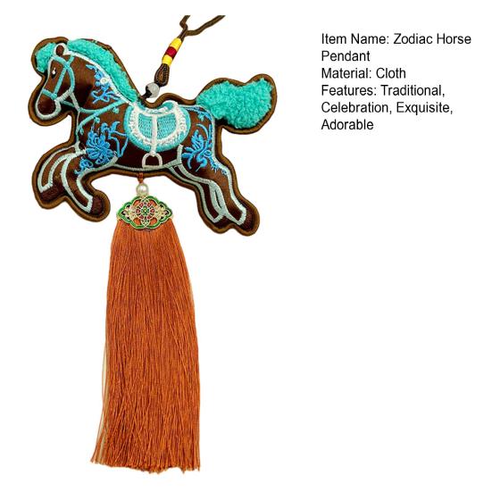 2026 Rok koně Přívěsek čínského nového roku Závěsná ozdoba s třásní Znamení zvěrokruhu Kůň Feng Shui přívěsek pro domácí dekoraci do auta