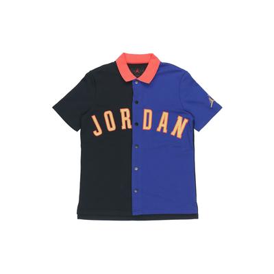 DNA Distorted Dri-FIT Henley Basketball Short Sleeve T-Shirt Men Tops Black Blue AJ1111-455
