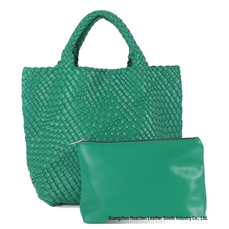 Women's Large Fashionable Woven Tote Bag - Versatile Double-Wrist Mother-Child Shopper