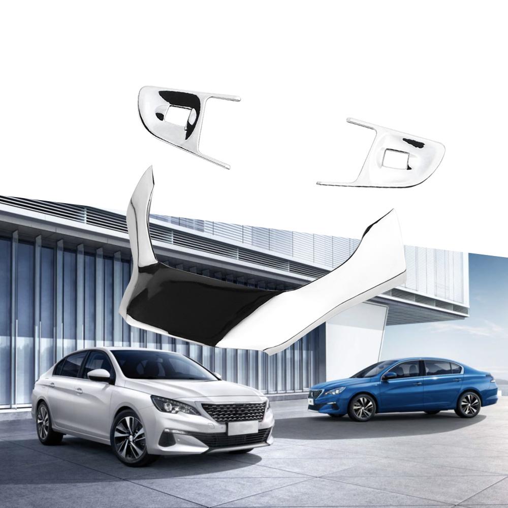 ABS Chrom Kohlefaser Auto Lenkrad Panel Abdeckung Zierleiste für Peugeot 408 2014 2015 für Peugeot 508 2011 - 2016 Aufkleber