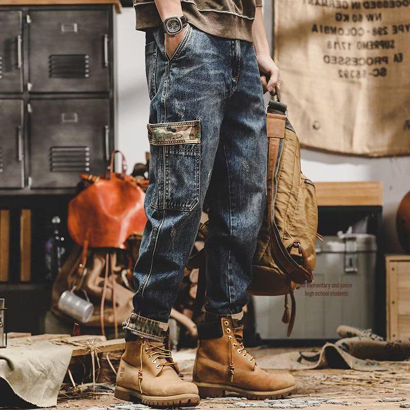 

2022 Мужские джинсы прямого кроя в стиле ретро American Plus Velvet Thicked для осени и зимы 36