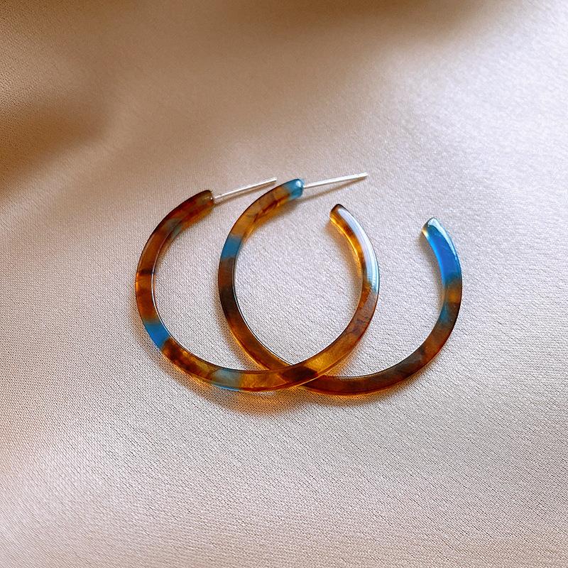Retro Hong Kong Style Acetic Acid C-shaped Earrings Stud Earrings Temperament Earrings Simple Earrings Women