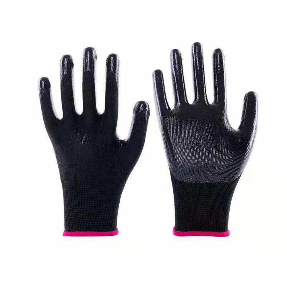 

1 Pair Nylon Safety Working Gloves Premium Nitrile Coated Builders Gardening Grip Excellent Industrial Protective Work Gloves чёрный