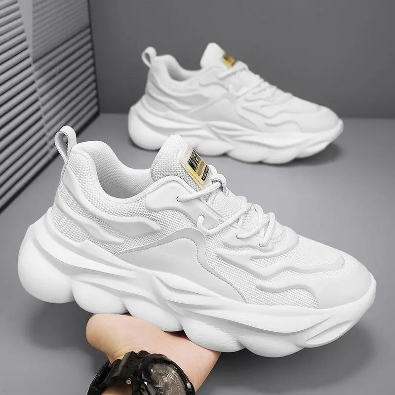 Fashion Breathable Sports Shoes for Men Thick Platform Cushioned Insole Without Leather Miked Colour Running Jogging Man Casual Sneaker