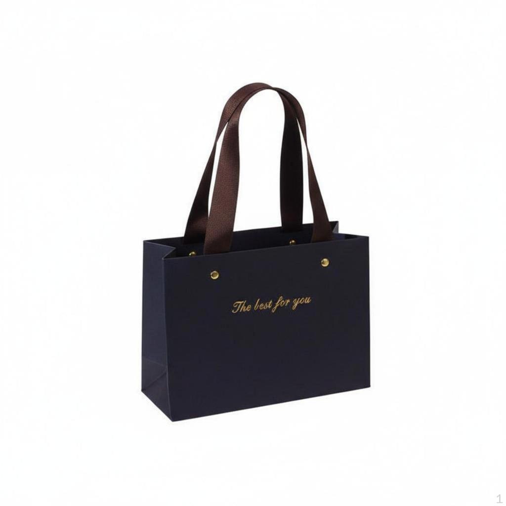 Schwarze Papiergeschenktüte Elegantes Design mit Henkeln Dickes Kartonmaterial für Herren,