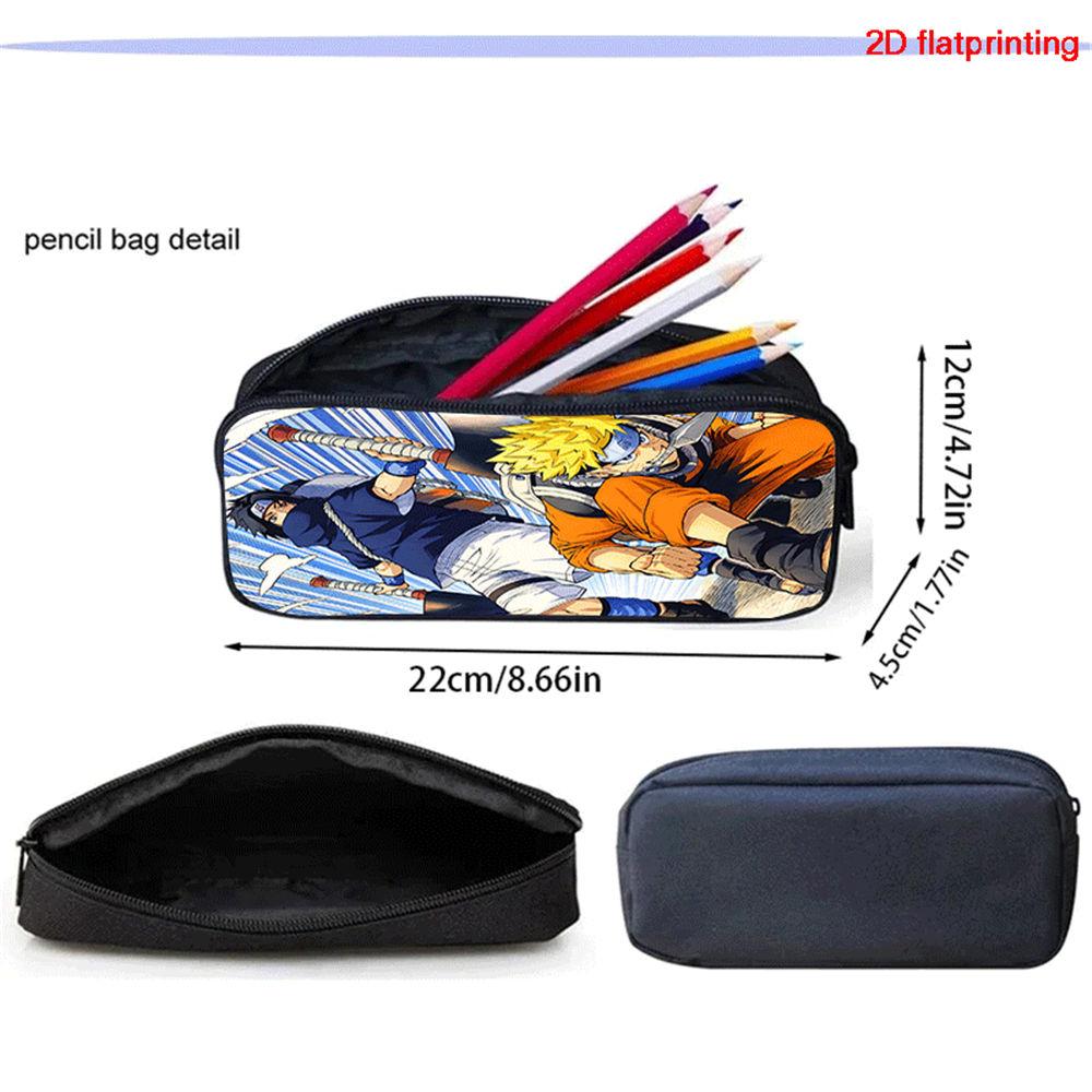 2Pcs Set Youth Rucksack with Front Pocket & Pencil Tote, Comic NARUTO Learner Bags for Boys&Girls Aged 6-10, Durable& Lightweight