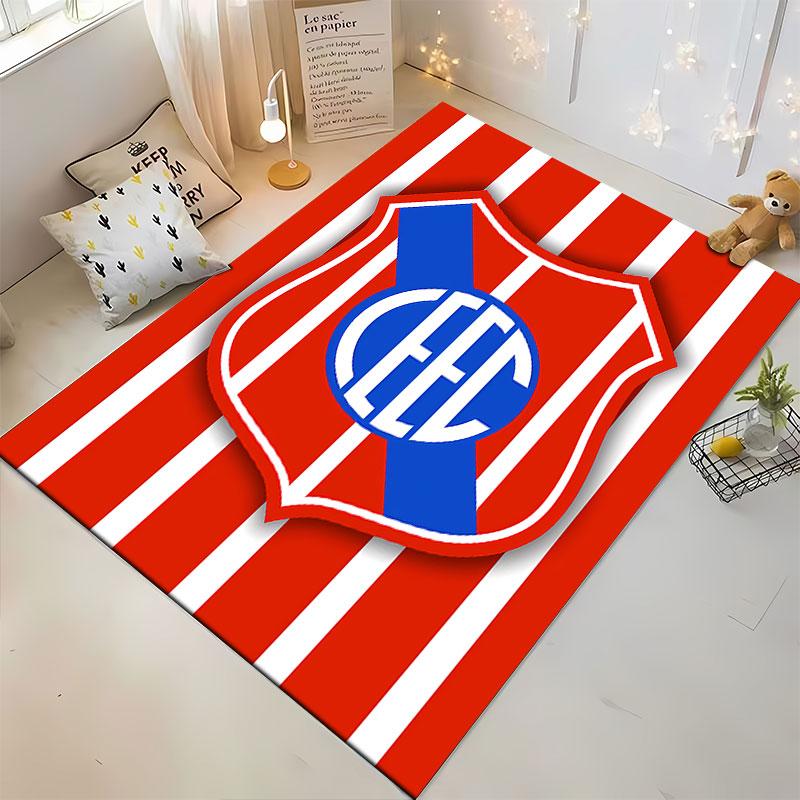 Red Striped Logo Carpet Design suitable as a non-slip mat for the living room or bedroom sofa