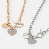 Women European Temperament Sweet Cool Choker Round Heart OT Buckle Chain Micro-set Minimalist Necklace For Women
