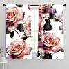2 st Heminredningsgardiner Röd Rosa Blomma Alla hjärtans dag Gardinset Stångficka Gardin För Kök Café Vardagsrum Kontor Hem
