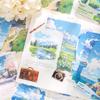 Wind Chasing Series: 30 Sheets White Kraft Paper for Landscape-Themed Collage and Decoration