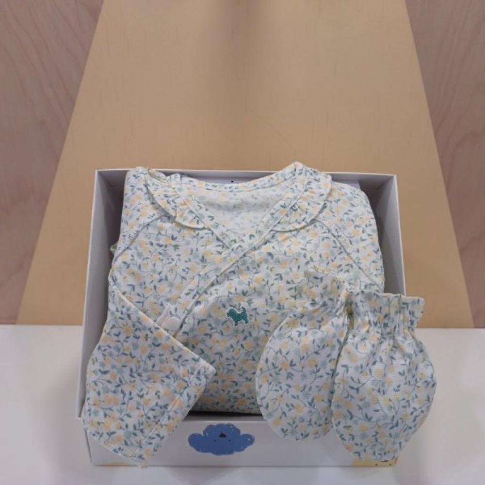 Детский халат Bluedog Цветочный подарочный набор Рукавички 46170 001 02+46170 008 09 yellow/Newborn60