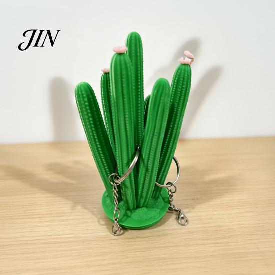 Decorative Cactus Key Hanger Jewelry Stand, Creative Desk Organizer for Earrings Necklaces Keys, Multi-ring Hanging Cute Vanity Office Decor , Unique