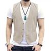Leinen Herren Weste Hochzeit Bräutigam Unifarbene Weste Retro Vintage Bankett Gilet Herren Weste Anzug