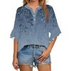 Summer Tops For Women Cute V Neck 3/4 Sleeve Blouses Floral Print Top Casual Shirts