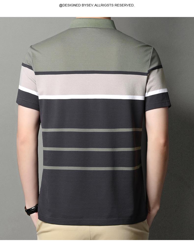 2023 Men's Striped Cotton Polo Shirt with Pony Embroidery