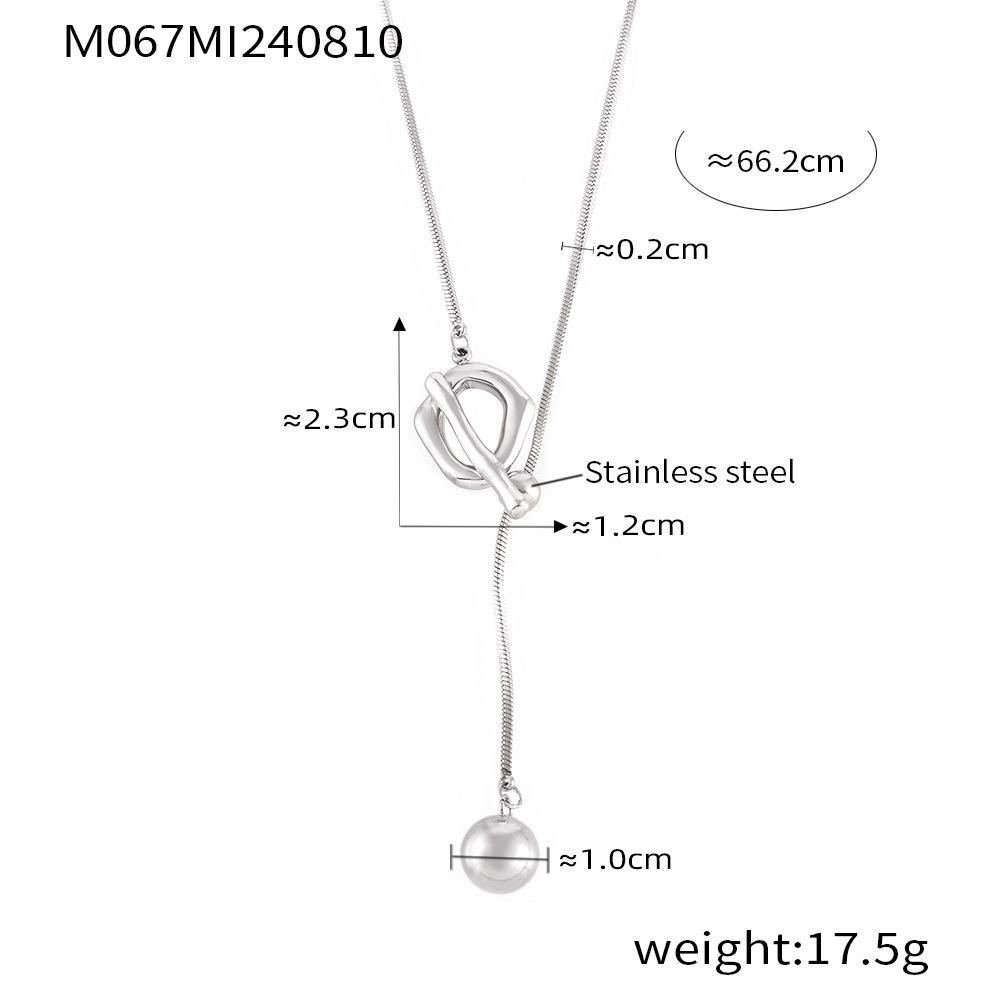

Цепочка для свитера с круглой бусиной и пряжкой Wind Ot, которую можно вытянуть и отрегулировать длину, нержавеющая сталь, не выцветающая ювелирная продукция