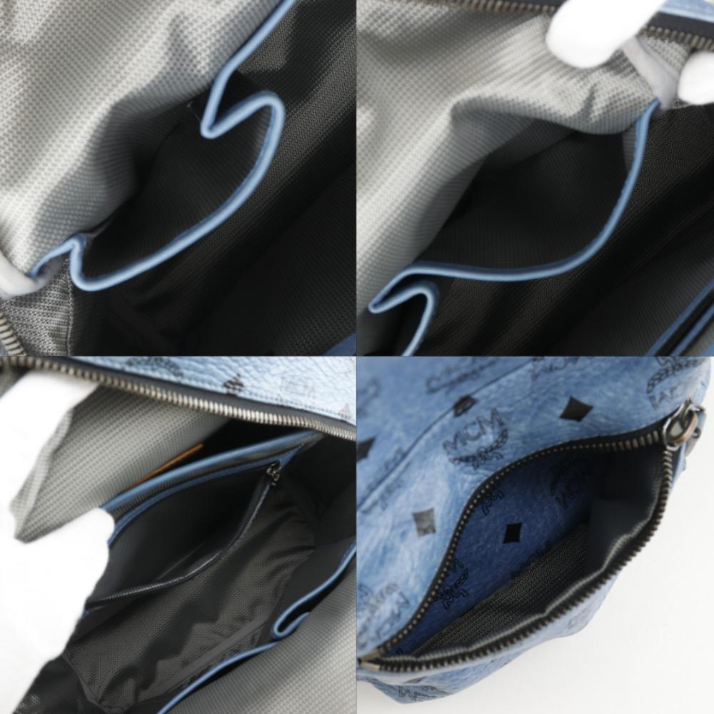 MCM Stark Backpack Daypack Logogram studs light blue leather Women Used