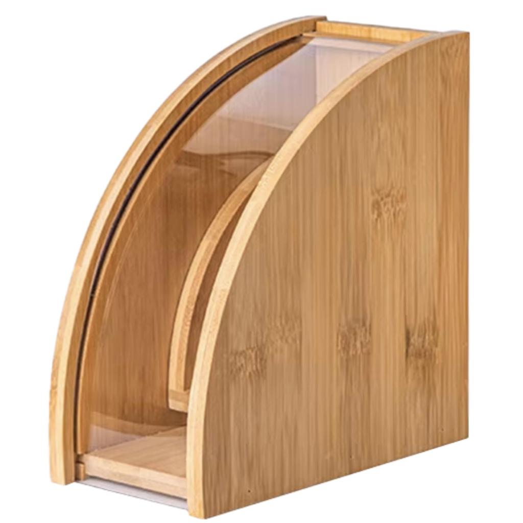 PLEAVIT Coffee Filter CaseStorage Box, Bamboo, Dustproof, Moisture-Proof, Space-Saving, Kitchen Dispenser Stand, Multifunctional, Durable, Fan-Shaped